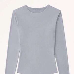 A&F Soft Matte Seamless Long-Sleeve Crew Tuckable Tee Gray
